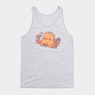 Cute Octopus Gamer With Four Video Game Controllers Tank Top